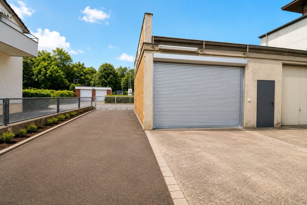 Garage mit neuem Rolltor von 06/26