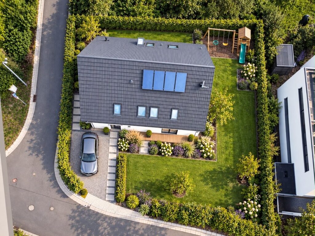 Draufsicht Garten KI-visualisert