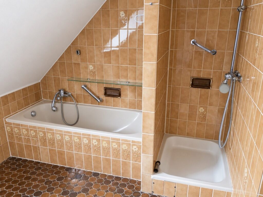Dusche mit Badewanne